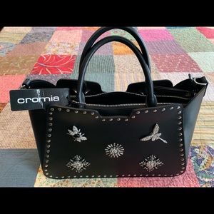 Cromia black leather Spring satchel made in Italy